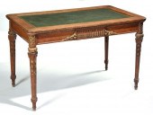 FRENCH GILTWOOD AND OAK LEATHER TOP