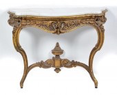 CONTINENTAL CONSOLE TABLE, GILT & WHITE