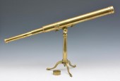 FRENCH BRASS TELESCOPE ON STAND SIGNED