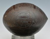 LARGE COCONUT SHELL CARVING MARKED PEREGRINA