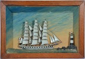 SHADOWBOX SHIP MODEL, 19TH C., BARQUE