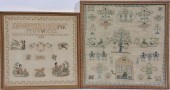 LOT OF 2 SAMPLERS: ALPHABET WITH SCENIC