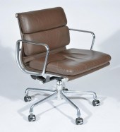EAMES OFFICE LEATHER AND CHROME SWIVEL