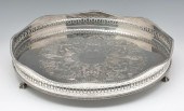 ROUND SILVER PLATE FOOTED TRAY WITH