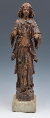 18TH/ 19TH C SAINT MICHAEL CARVED WOODEN