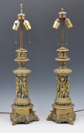 PAIR OF NEOCLASSICAL BRASS TABLE LAMPS