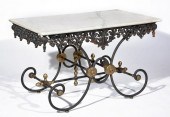 FRENCH MARBLE TOP BAKERS TABLE WITH