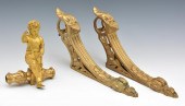 FRENCH GILT BRONZE LOT INCLUDING A FIGURE