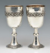 PAIR OF STERLING SILVER GOBLETS WITH