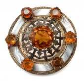 1860S SCOTTISH PIN WITH STERLING, CITRINE