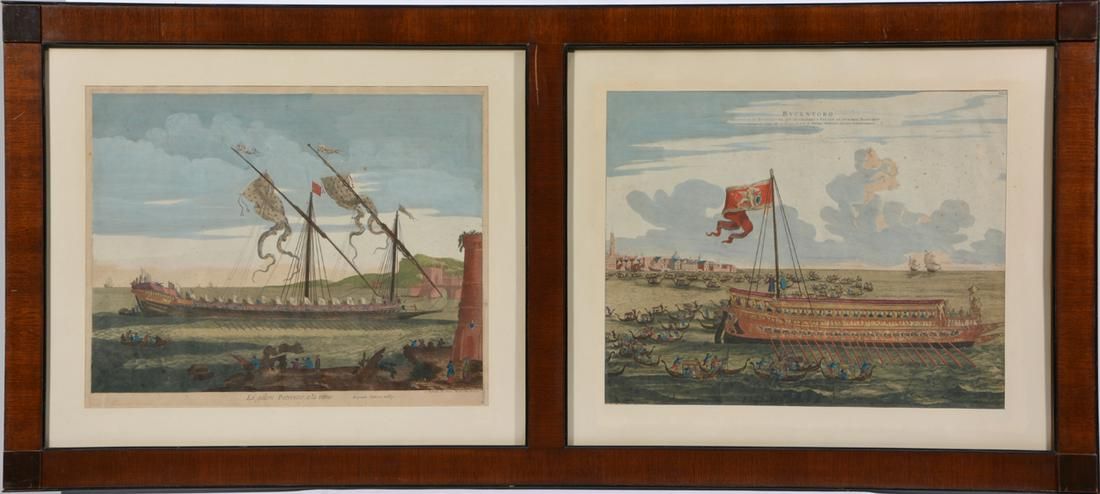 PAIR OF 18TH C NAUTICAL HAND COLORED 3d1cf2