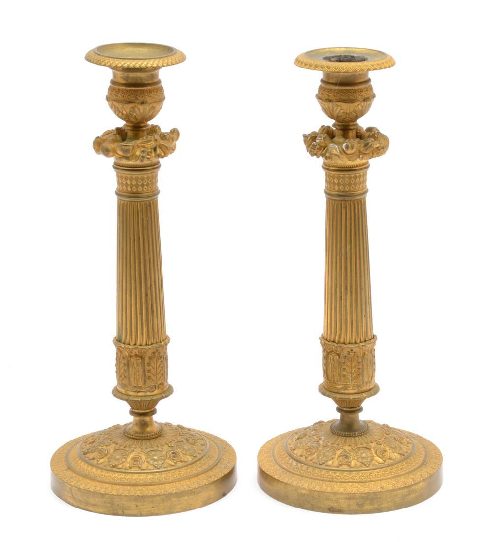 PAIR OF FRENCH GILDED BRONZE COLUMN 3d1d0a