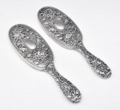 PAIR OF HUNG CHONG REPOUSSE EXPORT SILVER