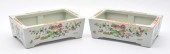 PAIR CHINESE PORCELAIN LOW PLANTERS