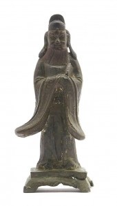 CHINESE BRONZE STANDING FIGURE OF A