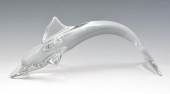 LARGE DAUM CRYSTAL DOLPHIN, SIGNED,