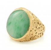 14K YELLOW GOLD AND JADE NUGGET STYLE