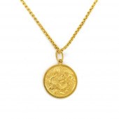 18K GOLD CHINESE COIN CHARM NECKLACE18k