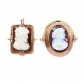 GROUPING OF TWO CAMEO WATCH FOBSGrouping