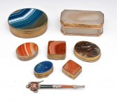 EIGHT AGATE TRINKET BOXES WITH SCOTTISH