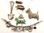 STERLING AND SILVER ANIMAL JEWELRYGrouping