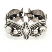 MEXICAN SILVER BRACELET, 4 PANEL WITH