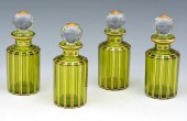 4 MATCHING FRENCH CRYSTAL GREEN GLASS