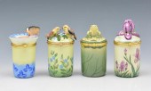 GROUPING OF 4 PAINTED PORCELAIN CANDLE
