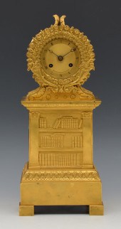FRENCH GILDED LIBRARY MANTLE CLOCK,