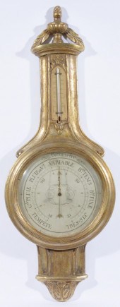 FRENCH STYLE ANEROID BAROMETER AND THERMOMETERFrench