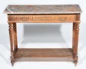 FRENCH OAK MARBLE TOP SERVER , 19TH