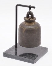 TIBETAN BRONZE BELL ON IRON AND MARBLE