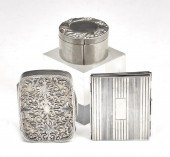 3 SILVER ACCESSORIES: STAMP BOX, FRAME,