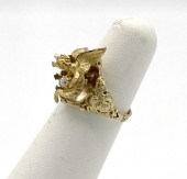 14K YELLOW GOLD RING WITH GRIFFIN &