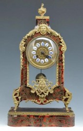 FRENCH BOULLE MANTLE CLOCK, HERSANT