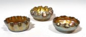 3 TIFFANY FAVRILE ART GLASS NUT DISHES,