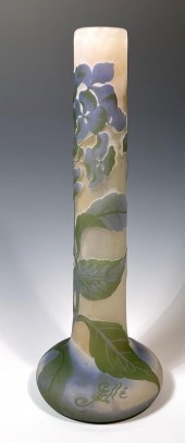 CAMEO GLASS TALL VASE SIGNED GALLE,