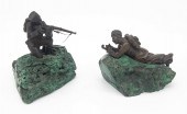 TWO RUSSIAN BRONZES ON MALACHITE BASES