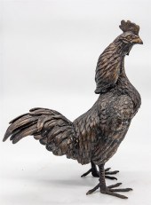 BRONZE ROOSTER, UNSIGNED, 20TH C.Bronze