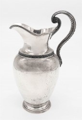 STERLING SILVER WATER PITCHER WITH FANCY