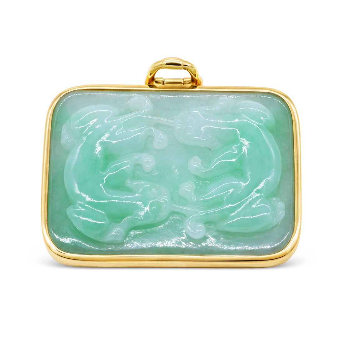 14K YELLOW GOLD CARVED JADE "GUMPS"