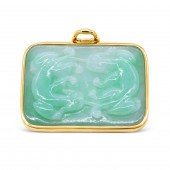 14K YELLOW GOLD CARVED JADE GUMPS