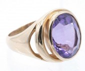 14K YELLOW GOLD FACETED AMETHYST RING14k