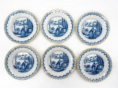 SIX 18TH C. DELFT BLUE AND WHITE CHOP