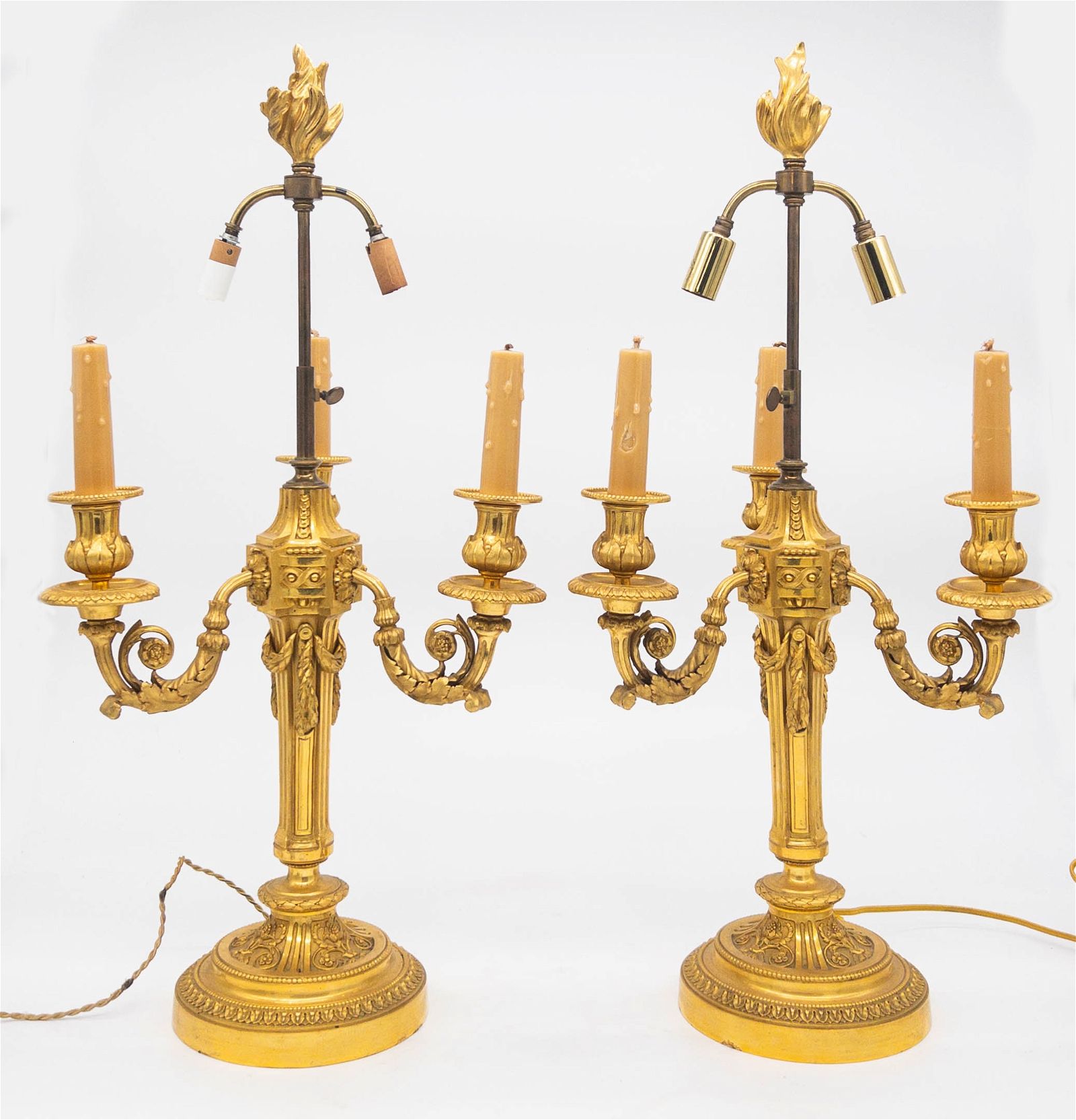 PAIR OF FRENCH GILT BRONZE 3 ARM 3d2430