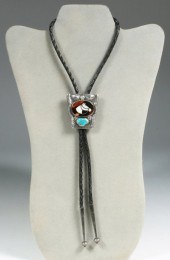 OLD ZUNI MOSAIC INLAY STERLING & TURQUOISE