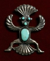 ZUNI KNIFEWING SANDCAST SILVER & TURQUOISE