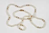 PEARL NECKLACE WITH 14K GOLD BEADSConsisting