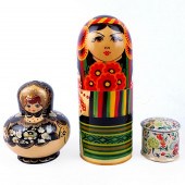 RUSSIAN LACQUER TABLEWARETwo Vintage