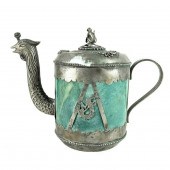 CHINESE TEAPOTA Chinese Silver and Green